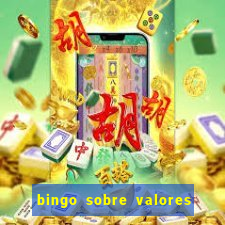 bingo sobre valores para imprimir